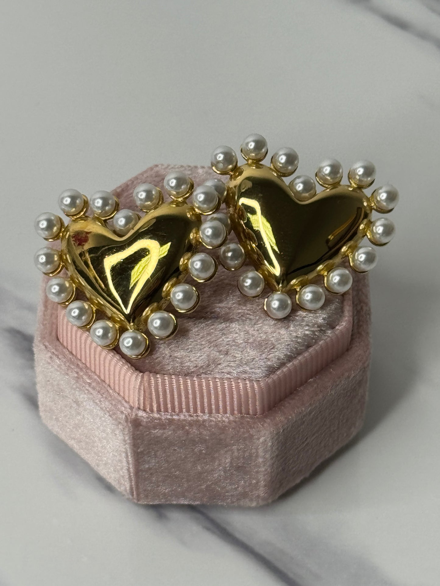 Pearl Heart Earrings