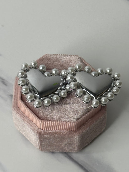 Pearl Heart Earrings